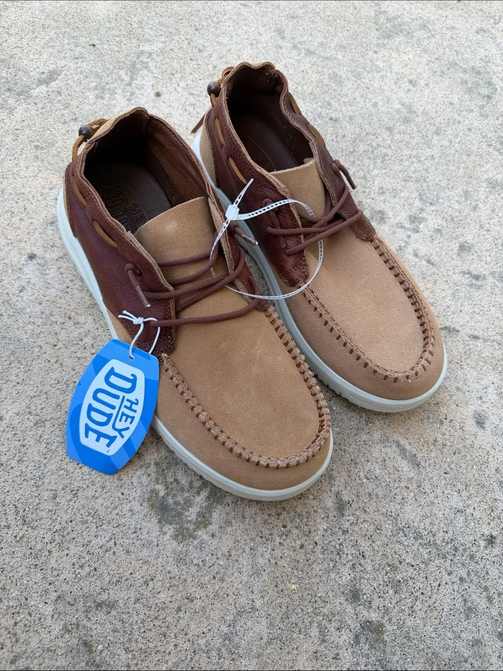Hey Dude Men's Jackson Suede Chestnut Two Tone Moccassin Bootie Size 12 NWT